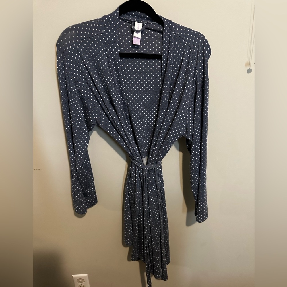 Polka Dot Short Robe - Navy with White Dots